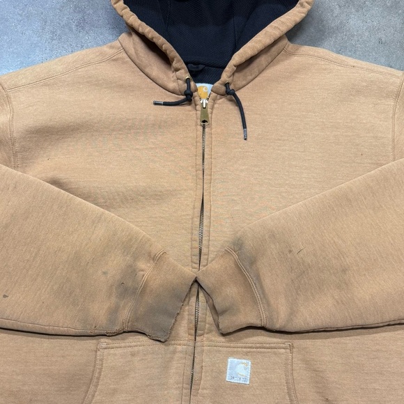 Vintage Carhartt Full Zip Hoodie Fleece Lined Workwear Jacket USA - Picture 3 of 8